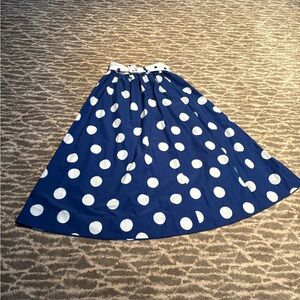 NWT J.Crew Belted Maxi in Blue White Oversized Polka Dot Taffeta Skirt 4